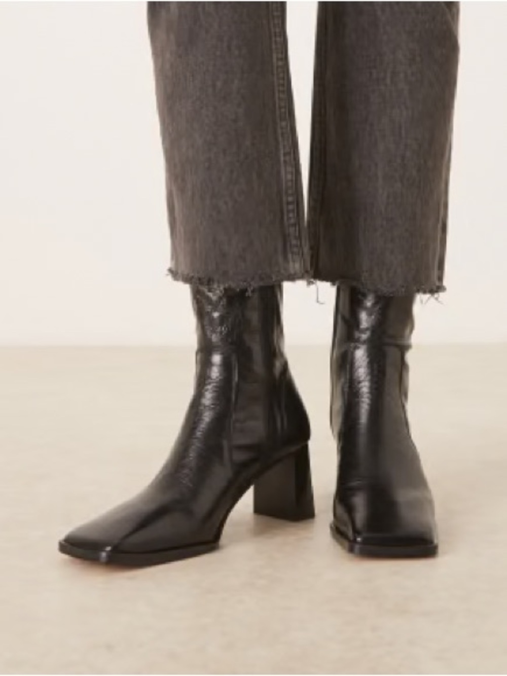 WOMENS ASOS PREMIUM BLACK LEATHER ANKLE BOOT SIZE 7